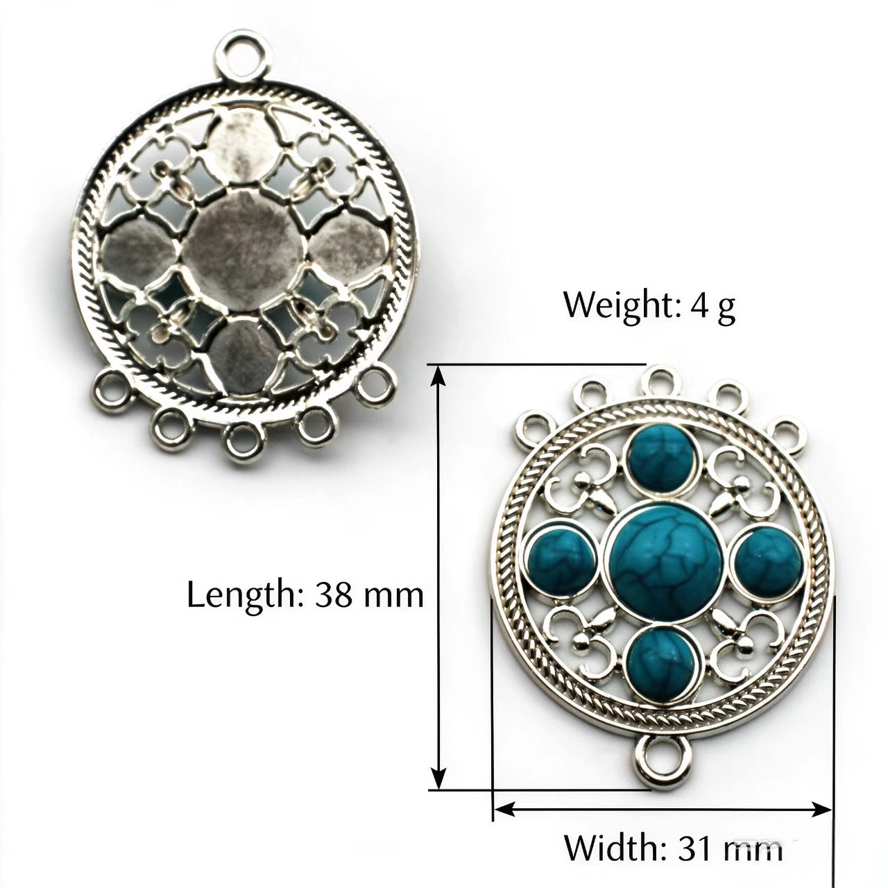 Ethnic Fashion Style - 10 Pezzi 31x38mm Ciondolo Rotondo in