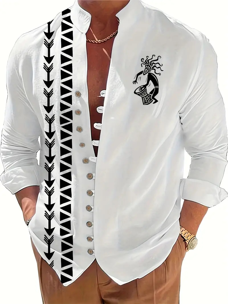 Ethnic Fashion Style - Nuova Camicia da Uomo a Maniche