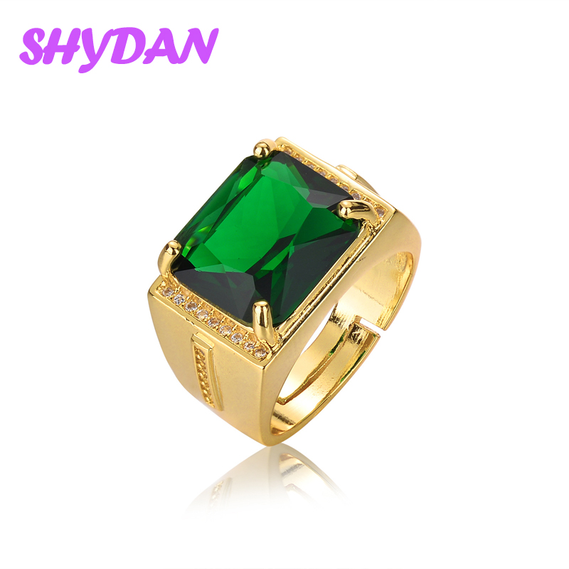 Ethnic Fashion Wear - Anello regolabile etnico quadrato con smeraldo